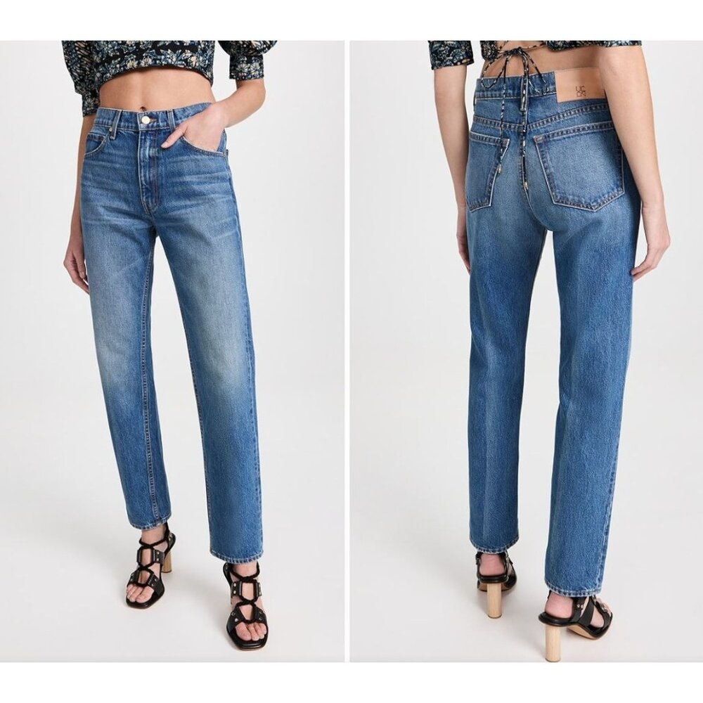 Classic High-Rise Straight Jeans in Medium Blue